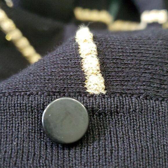 AUGUST SIlk sweater set, tank and button up. Size large. Black with gold strip. - Picture 10 of 10